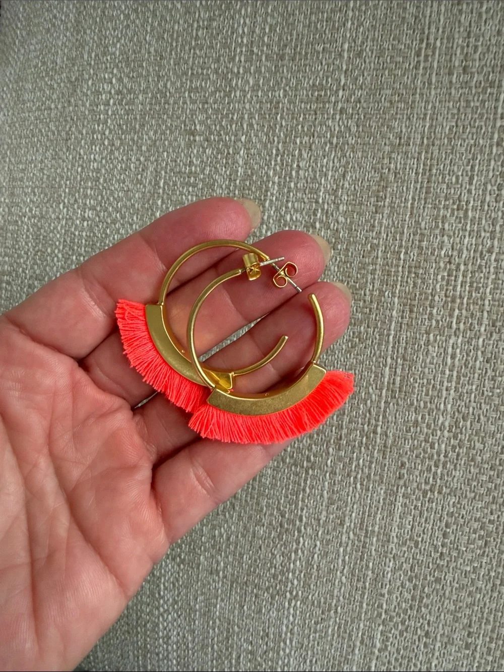 J. Crew fringe hoop earrings